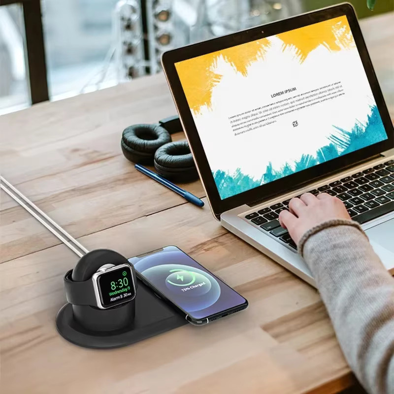 OAKCHARM Silikon Handyhalter Ständer für iPhone 13 Pro Max und Apple Watch MagSafe Ladestation Dockingstation - Bild 4