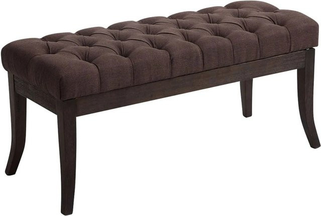CLP Sitzbank Ramses Chesterfield Polsterbank Stoff Braun mit Holzbeinen Breite: 100 cm, Höhe: 46 cm - Bild 1
