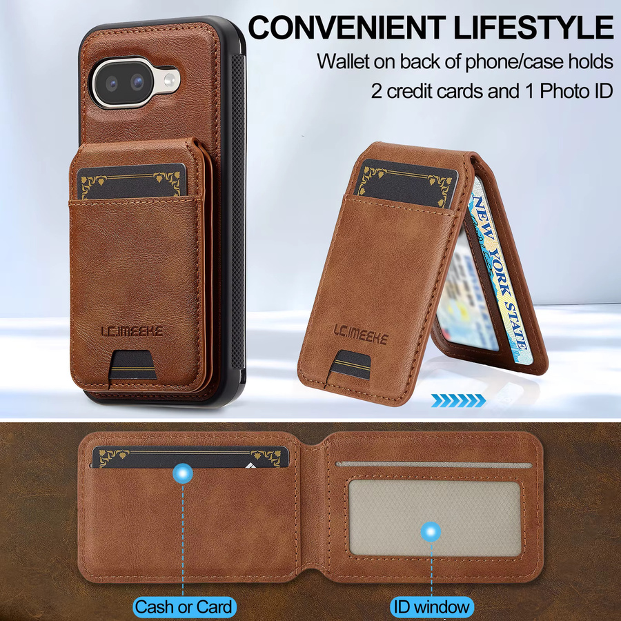 2-in-1 Leder-Brieftasche mit abnehmbarem Kartenfach als Schutzhülle für Google Pixel 10 9 Pro XL 8 7 in Braun - Bild 1