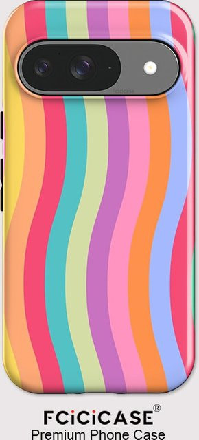 Fcicicase Handyhülle mit buntem Linien-Print für Google Pixel 7A 8A 9 10 Pro XL, 2-in-1 Dual-Layer Matt Bumper, Mehrfarbig - Bild 1