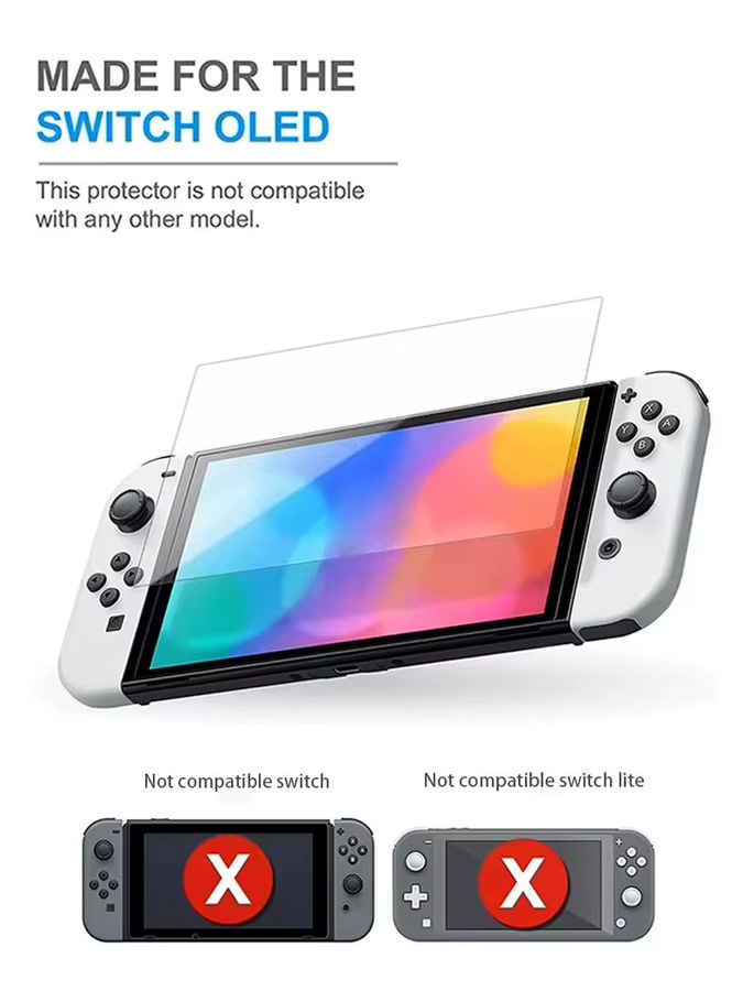 DATA FROG 2er-Set Displayschutzfolie aus gehärtetem Glas mit 9H HD Schutz für Nintendo Switch OLED, transparent - Bild 4