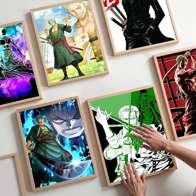 Potdemiel Roronoa Zoro One Piece Anime Poster in Weiß für deine Wanddekoration - Bild 1