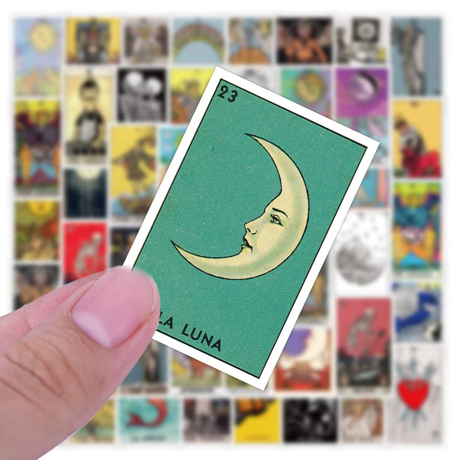 50-teiliges Tarot-Karten-Graffiti-Aufkleber-Set, wasserdichte DIY-Aufkleber in Multicolour für Skateboard, Notebook und Gepäck - Bild 5