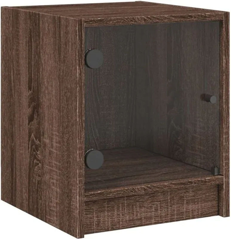Vidaxl Nachttisch mit Glastür in Braun Eichen-Optik, Modern, B/T/H: 35 x 37 x 42 cm - Bild 1