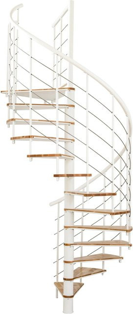 Minka Spindeltreppe Fusion Spiraltreppe aus Holz in Buche-Weiß mit Durchmesser: 120 cm für eine Raumhöhe bis 295 cm - Bild 1