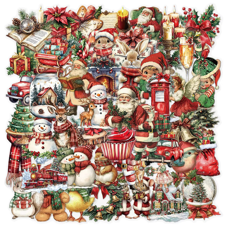 Charile Weihnachten Cartoon Aufkleber, Transparent, Rot, 10/30/50-teiliges Set - Bild 2