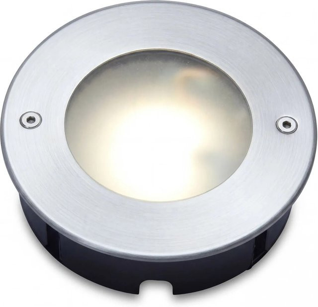 Licht-Erlebnisse LED Bodeneinbauleuchte Außen, rund, silber, IP67 wasserdicht, warmweiß - Bild 1