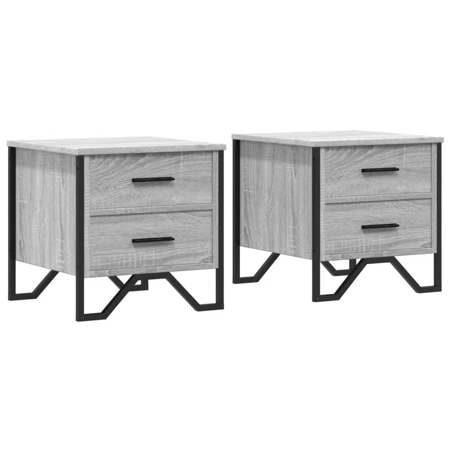 vidaXL Nachttische 2er Set Grau Sonoma modern B/T/H: 40 x 41 x 40 cm - Bild 2