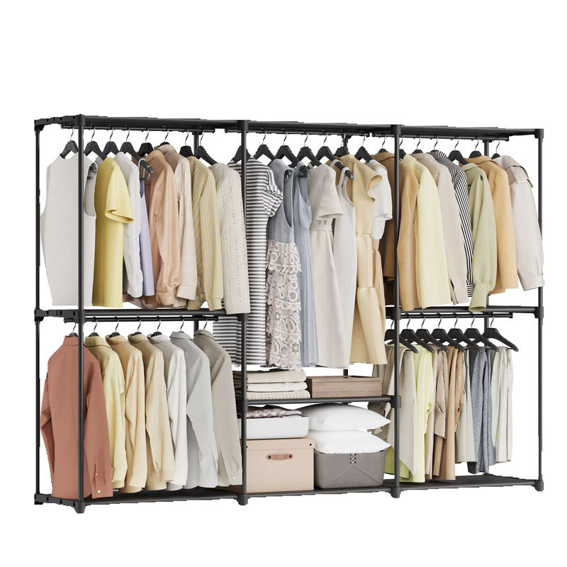 SONGMICS Kleiderständer mit durchgehender Kleiderstange und 5 Hängefächern in Beige, modern und matt - Bild 6