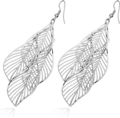 SILVERHOO Ohrringe, Barock-Stil, Cluster, hohle Blätter, Quasten, grau, Damen - Bild 1