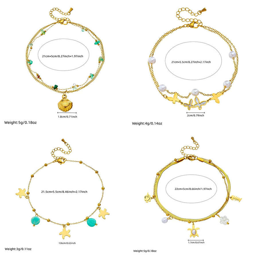 DIEYURO Fußkettchen Edelstahl, Perle, Gold, Damen - Bild 2
