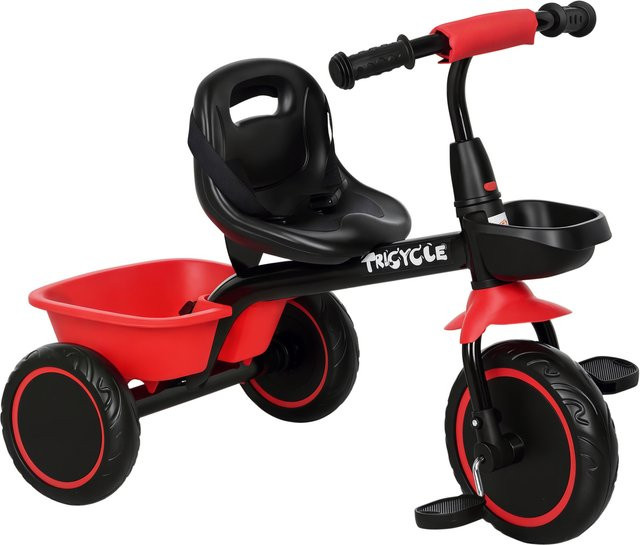 AIYAPLAY Dreirad Kinderdreirad mit Beckengurt und Pedalen, höhenverstellbarer Sitz und Fahrradkorb, ab 2 Jahren - Bild 1