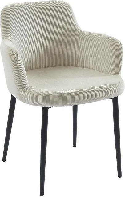 Vente-unique Stuhl Celola in Creme mit Cord-Bezug und Metallgestell, Höhe: 80 cm - Bild 1