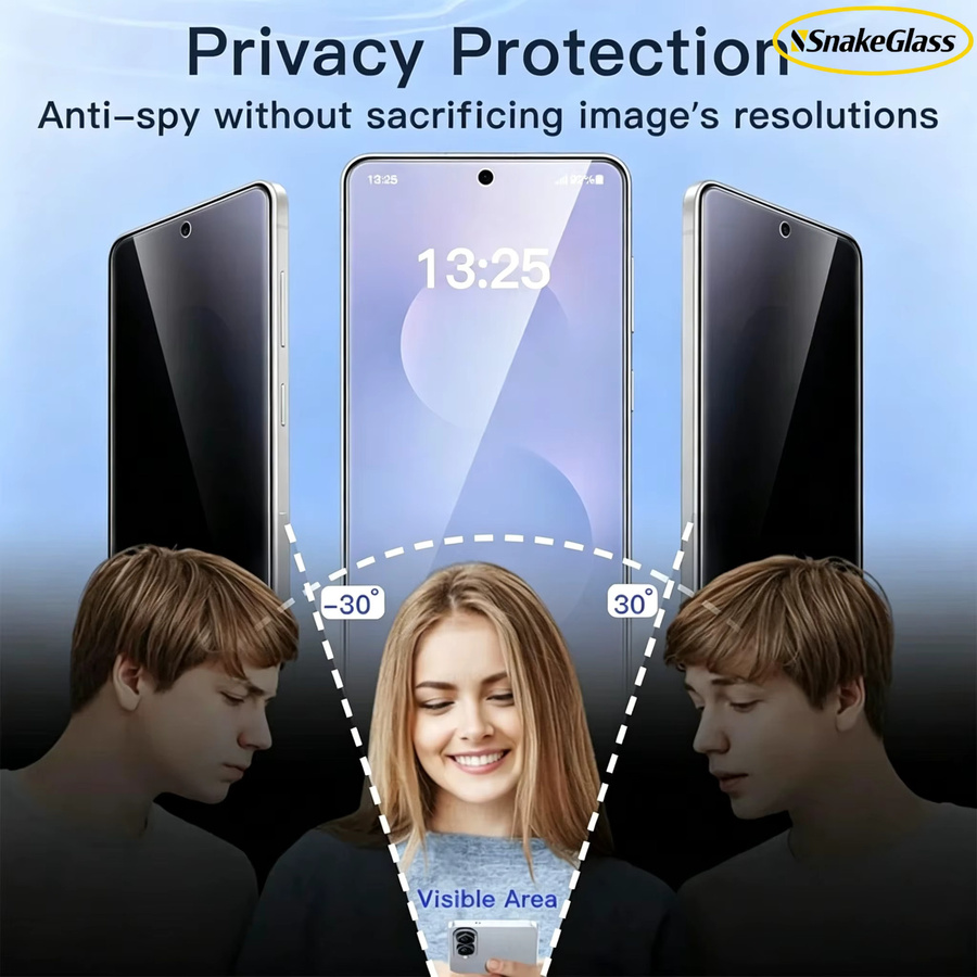 HKSN 3-teiliges Sichtschutzfolie aus gehärtetem Glas für Motorola G86 G82 G72 G55 G56 E40 E22 E14, Anti-Peep und kratzfester Displayschutz, transparent - Bild 4