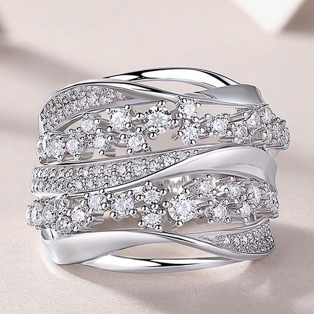 Huitan Ring, Zirkonia, Silber, Damen - Bild 1
