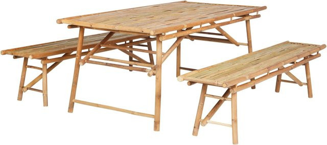 Beliani Gartentisch Set TINDARI in hellem Holzfarbton und Braun - Bild 1