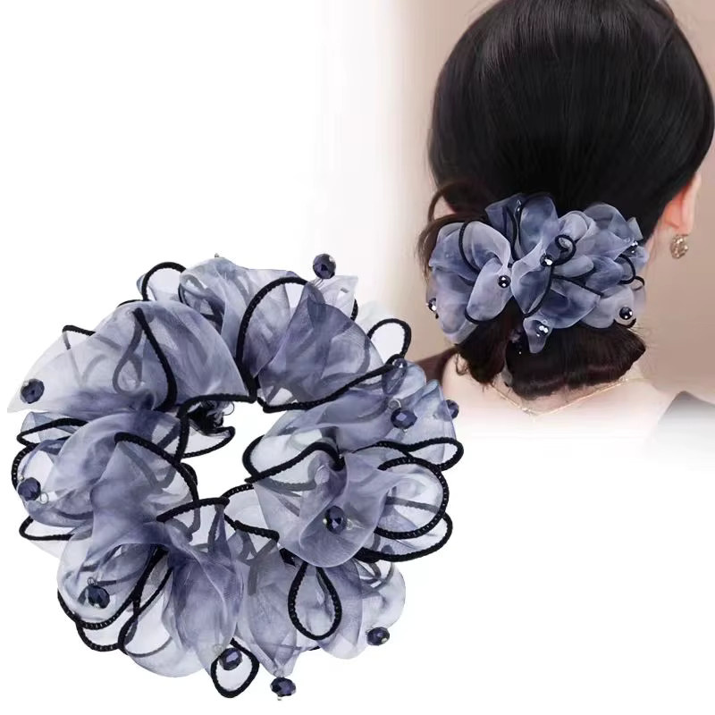 FENGCHE Scrunchie aus Organza mit Kristall, Lila, Damen - Bild 2