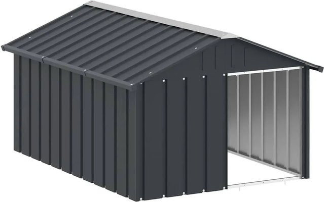 vidaXL Hundehütte aus verzinktem Stahl in Anthrazit, wetterfest, B/T/H: 116,5 x 153 x 81,5 cm - Bild 1
