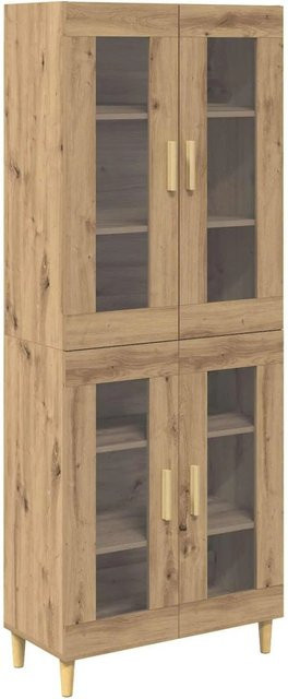 vidaXL Highboard Artisan-Eiche in Braun mit Glastüren und Regalen, B/T/H: 69,5 x 34 x 180 cm - Bild 1