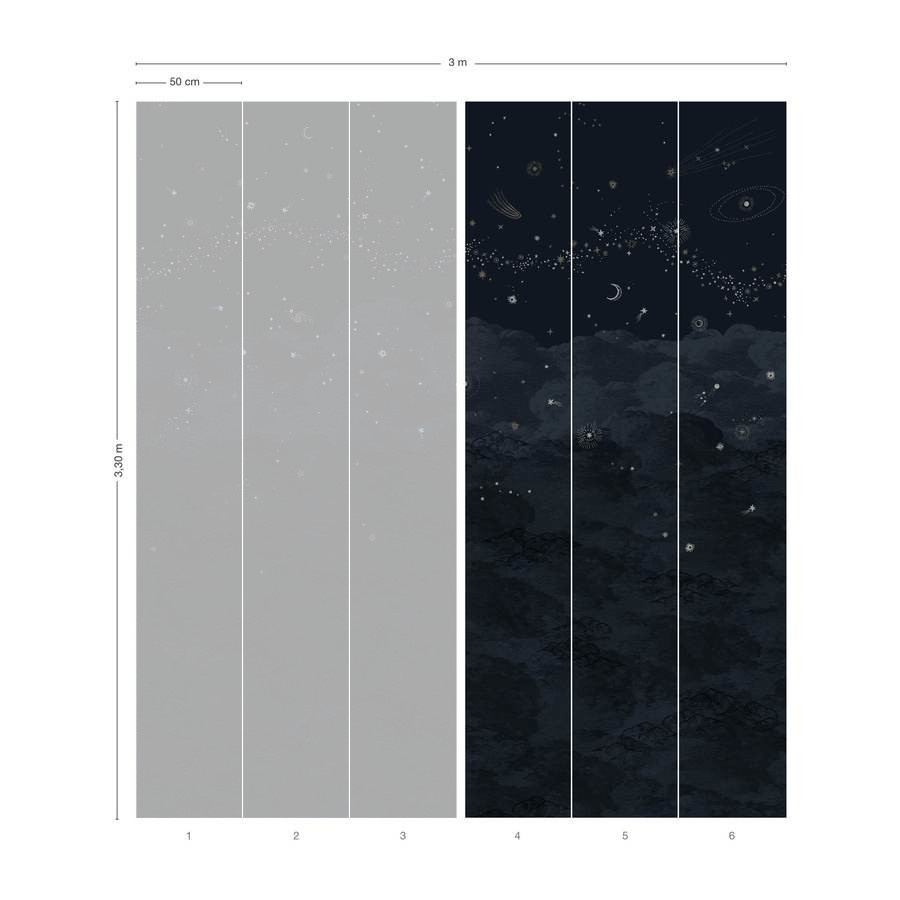 Isidore Leroy Mural Cosmos Nuit Wandgestaltung in Blau mit abstraktem Design und Textiloptik - Bild 1
