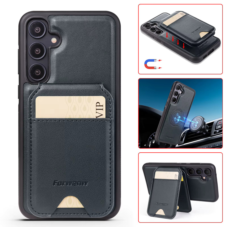 Luxus MagSafe Magnetische Lederhülle für Samsung Galaxy A17 A16 A55 A35 A25 A15 in Schwarz - Bild 1