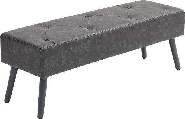 Gepolsterte HOMCOM Sitzbank aus Kunstleder mit Holzbeinen in Grau, B/T/H: 114 x 38 x 42 cm - Bild 1