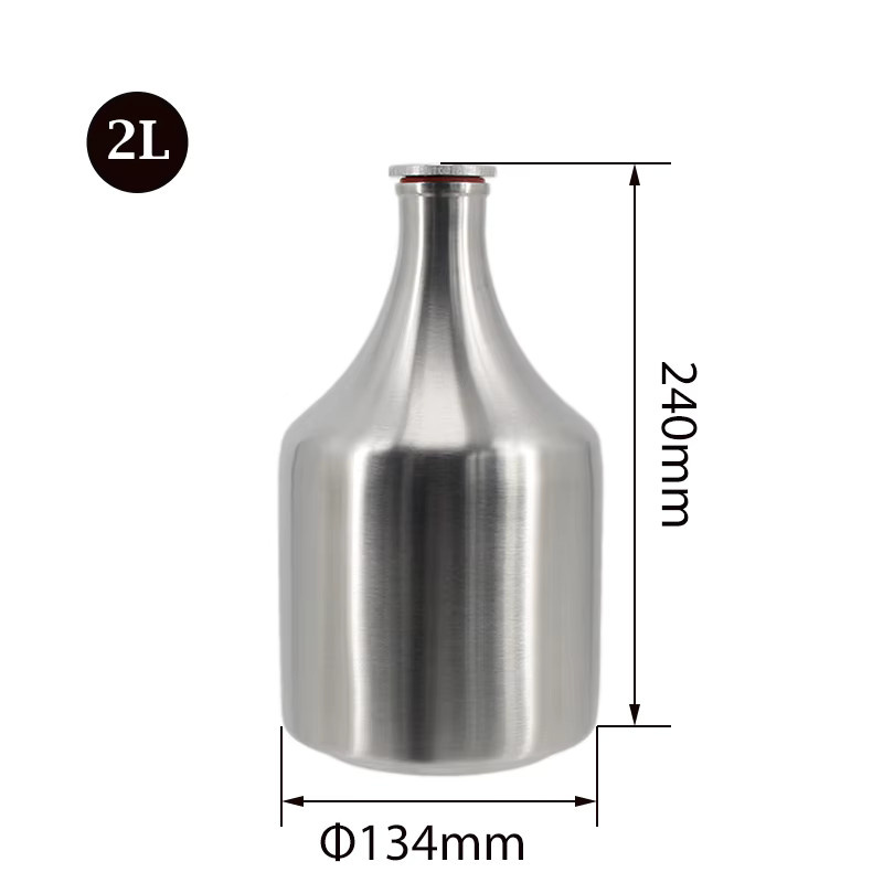 Edelstahl Bierfass mit Schwanenhals und Schraubverschluss, Silber, 2 l - Bild 2