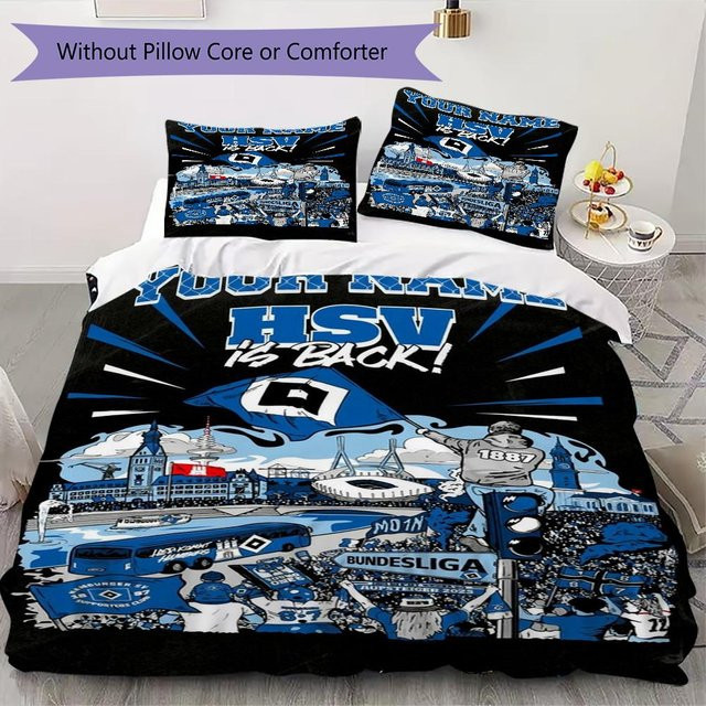 UI LOOL Hamburger Bettwäsche-Set mit personalisierbarem Namen, Blau, B/H: 200 x 200 cm - Bild 1