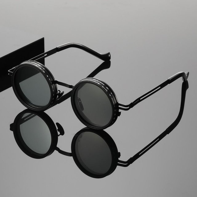 Aoseides ND9 Sonnenbrille, Rund, Vollrand, Metall, Polarisiert, Unisex, Gray - Bild 1