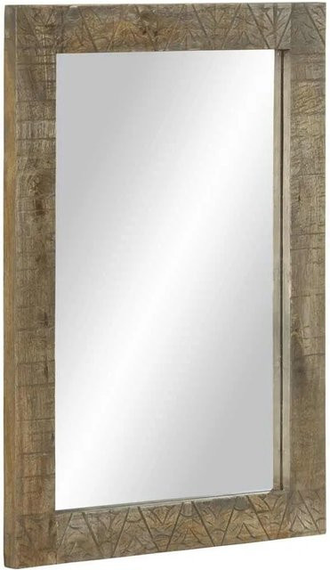 vidaXL Badspiegel aus Mango Massivholz in Grau und Braun, Rechteckig, B/T/H: 50 x 2,5 x 70 cm - Bild 1
