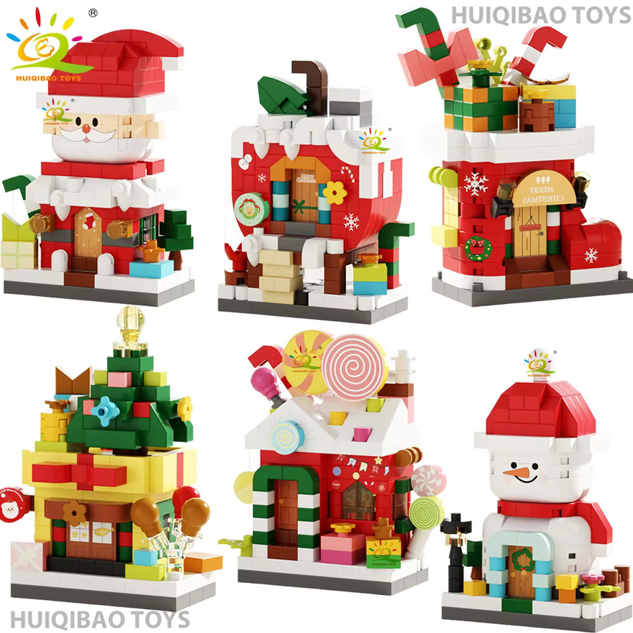 HUIQIBAO Weihnachten Dessert Haus Baum Santa Claus, Modell Baustein, DIY Ziegel Spielzeug - Bild 6