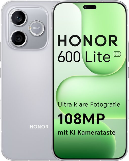 HONOR 600 Lite Smartphone 5G, Green, 256 GB Speicher, 8 GB RAM, 6,6 Zoll AMOLED-Display, 108 MP AI-Kamera, 6520 mAh Akku mit 45W Schnellladen, Android 16, NFC, IP66 & SGS Zertifizierung - Bild 1