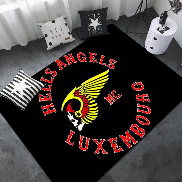 Karpetti Fußmatte Hell Angels Vintage Print Motorrad Logo in Schwarz, B/T: 120 x 80 cm - Bild 1