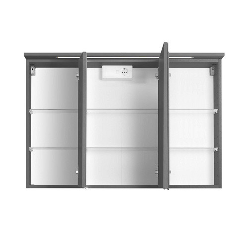 HELD MÖBEL 3D-Spiegelschrank Bologna in Grau mit LED-Beleuchtung und Glastüren, B/H/T: 100 x 66 x 20 cm - Bild 2