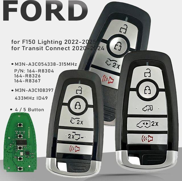 KEYECU Smart Fernbedienungsschlüssel mit 49 Chip für Ford F150 (2022-2025) und Transit Connect (2020), Farbe: Schwarz - Bild 1