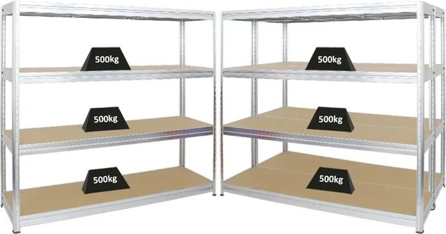 PROREGAL 3er Set Schwerlastregal Dino, verzinkt, H x B x T: 180 x 200 x 60 cm, Fachlast 500 kg mit verstellbaren MDF-Holzböden - Bild 1