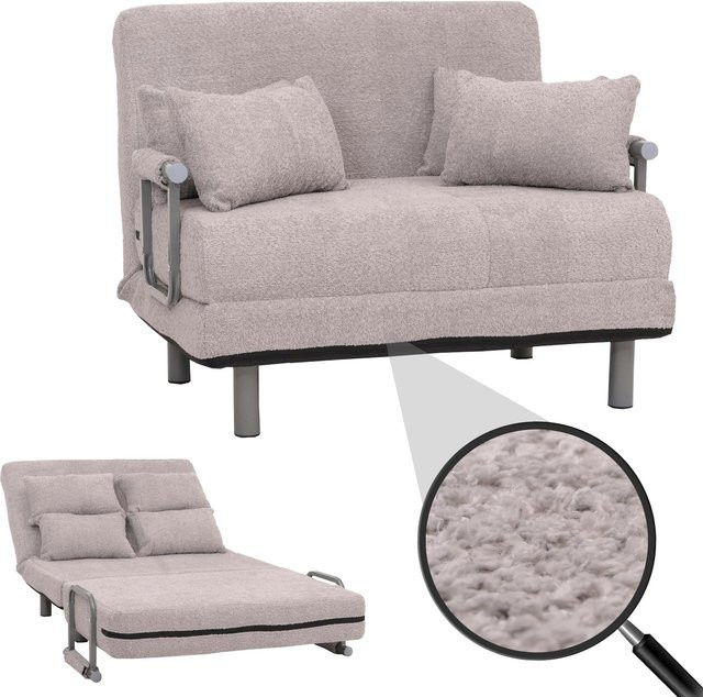 Schlafsessel MCW K29 als Schlafsofa und Gästebett aus Bouclé Stoff in Grau mit Liegefläche 190 x 100 cm - Bild 1