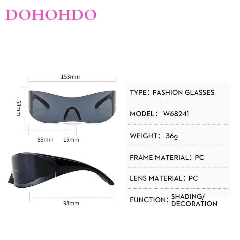 DOHOHDO Sonnenbrille, randlos, Unisex, Kunststoff, wrap - Bild 4