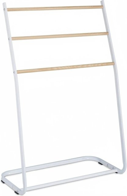 Relaxdays Handtuchhalter aus Eisen in Weiß, stehend, B/T/H: 87 x 58 x 29,5 cm - Bild 1