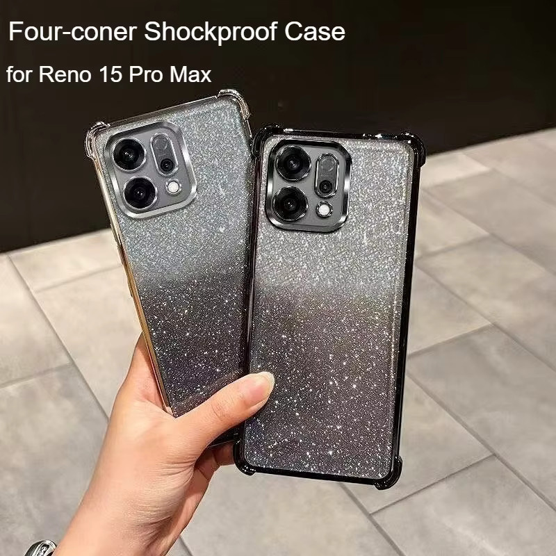 Glitzernde transparente Handyhülle für OPPO in Lila mit stoßfestem Vier-Ecken-Schutz - Bild 2