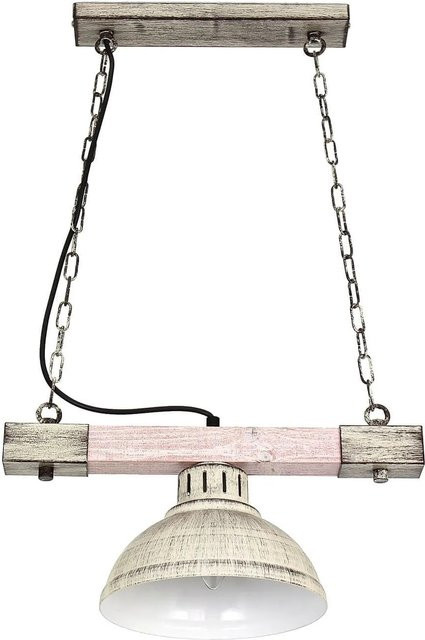 Licht-Erlebnisse Hängeleuchte im Shabby Chic Design aus Metall und Holz in Weiß, Breite: 21 cm, Fassung E27 - Bild 1