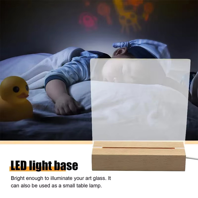 LED-Nachtlichtbasis aus Holz mit USB-Schalter für Glaskunst und Harzdekoration, rechteckiges Design in modernem Stil - Bild 4
