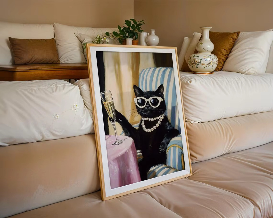 Glamouröser Wanddruck mit schwarzer Katze von SHENCHEN als rechteckiges Katzenposter auf Papier - Bild 3