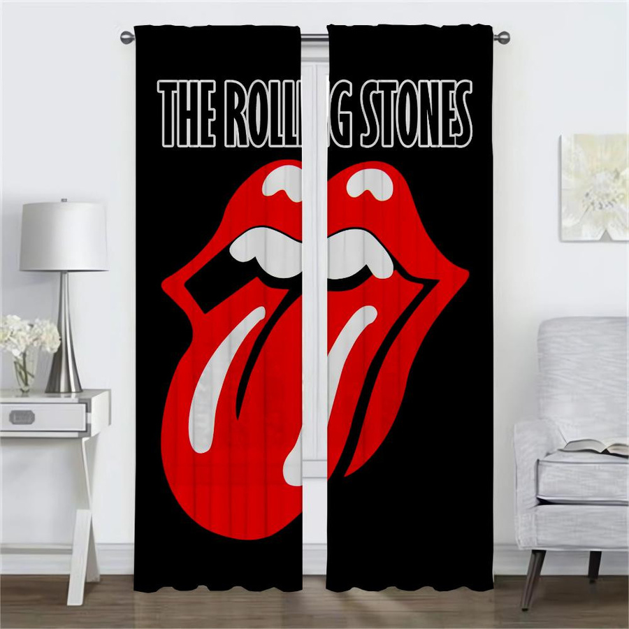 Rolling Stones Trennvorhang mit 2 Paneelen, moderner Grafik-Stil, Mehrfarbig, Breite: 50 cm, Höhe: 70 cm pro Paneel - Bild 2