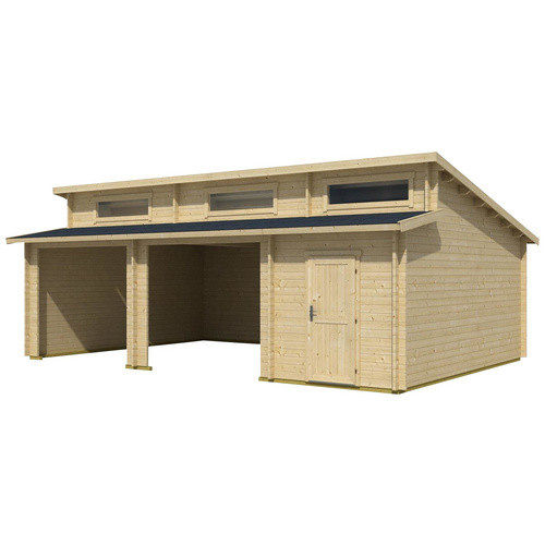 Blockgarage Lasita Maja Hawaii in Beige mit Außenmaßen B/T: 780 x 520 cm aus Holz - Bild 2