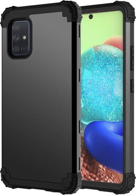 Robuste Hybrid-Schutzhülle im Rüstungs-Design für Samsung Galaxy A71 5G in Schwarz aus PC und TPU - Bild 1