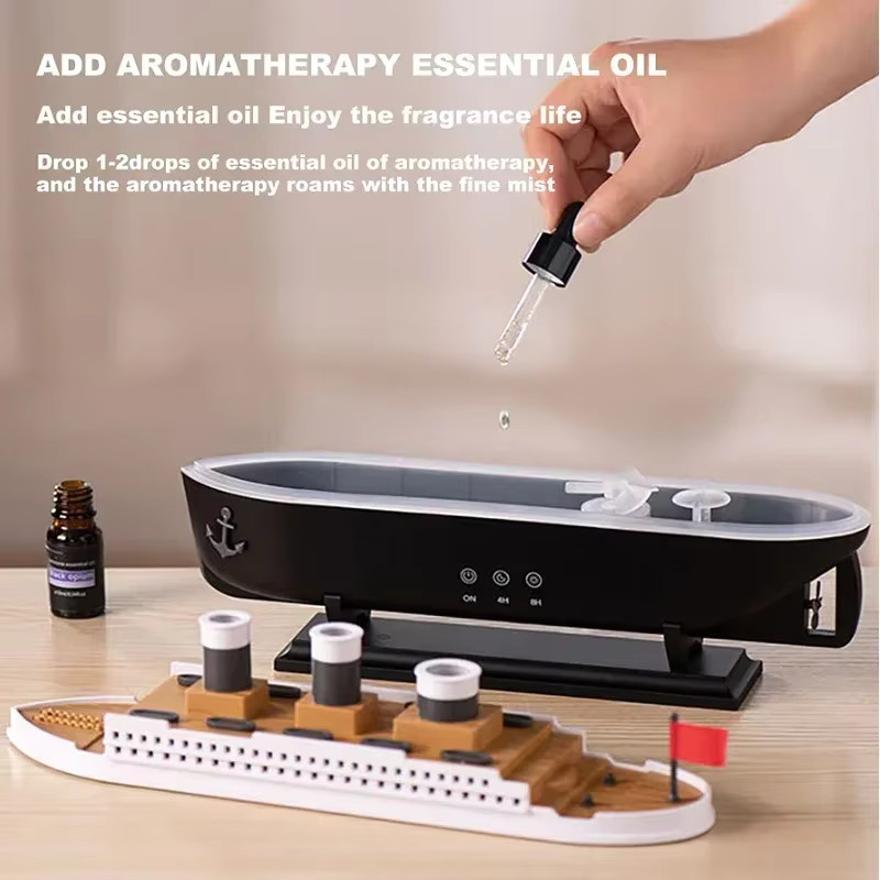 LINYILIGHT Aroma-Diffusor Modellschiff mit Farbwechsel-Licht, Fernbedienung und Timer für Büro und Wohnzimmer - Bild 2
