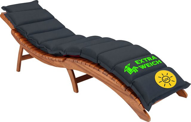 Sonnenliege Auflage DETEX Anthrazit, wasserabweisend und gesteppt, B/T/H: 183 x 56 x 7 cm - Bild 1