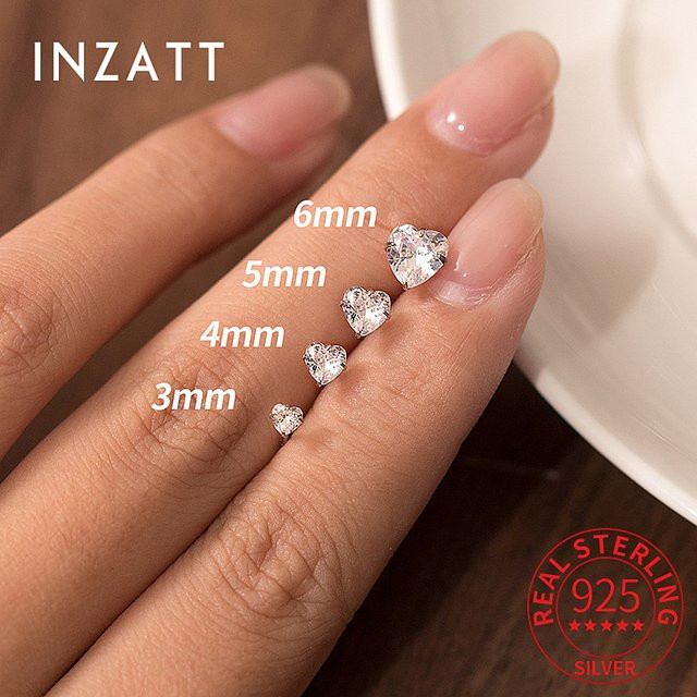 INZATT Ohrstecker 925 Sterlingsilber, Herz, Zirkon, Damen - Bild 1