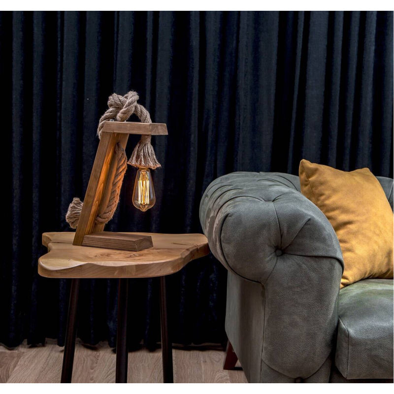 Opviq Tischleuchte aus Tannenbaumholz in Gold und Braun mit E27 Fassung, B/H/T: 35 x 20 x 10 cm - Bild 2